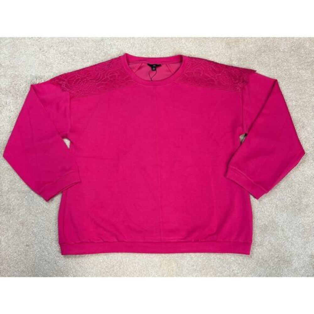 NWT Joh Apparel Lace Shoulder Pink Sweatshirt Size 1XL